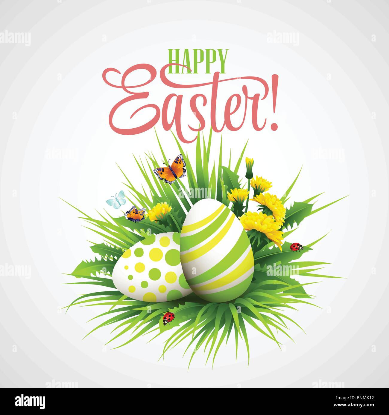 Easter card with eggs and flowers. Vector illustration EPS10 Stock ...