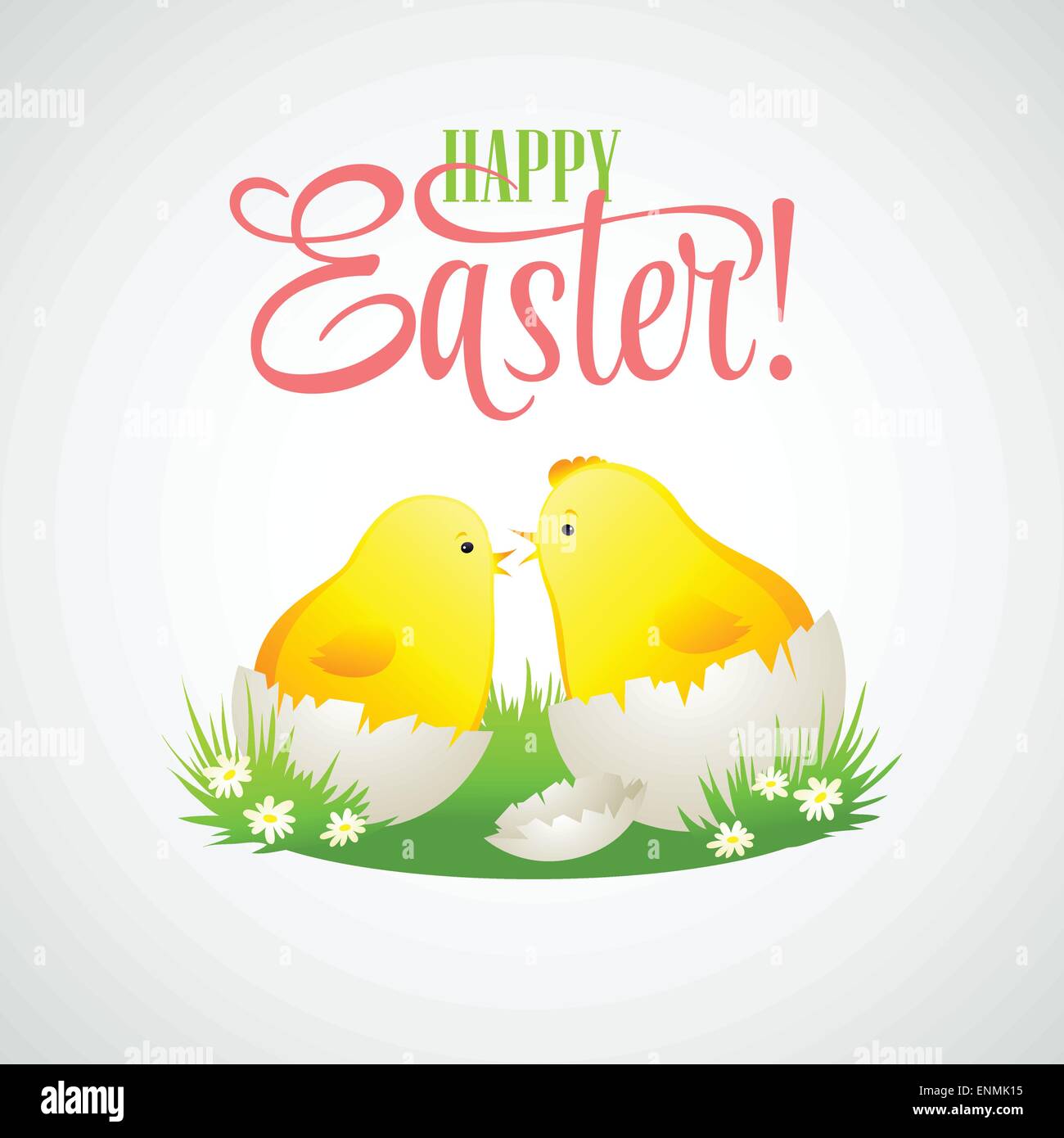Easter card with chickens and eggs. Vector illustration EPS10 Stock Vector