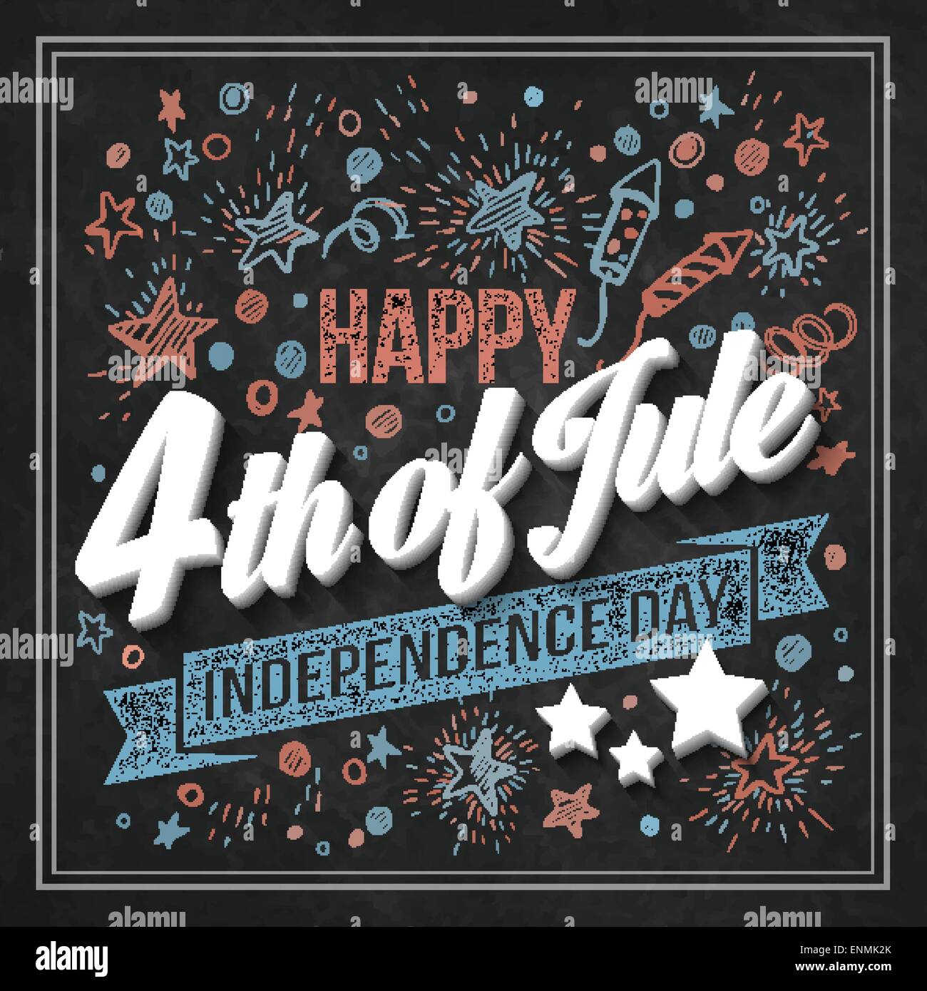 Typography card Independence Day. Chalk board. Vector illustration EPS
