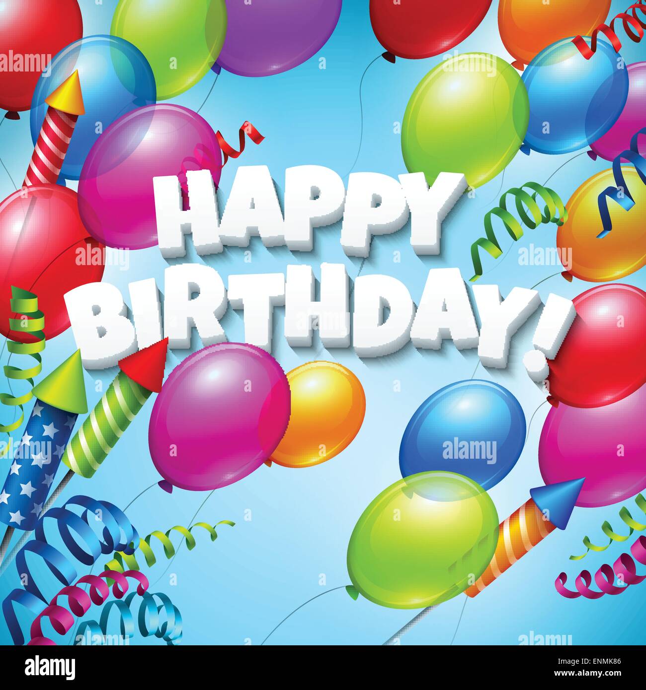 Happy birthday greeting card with balloons. Vector illustration ...