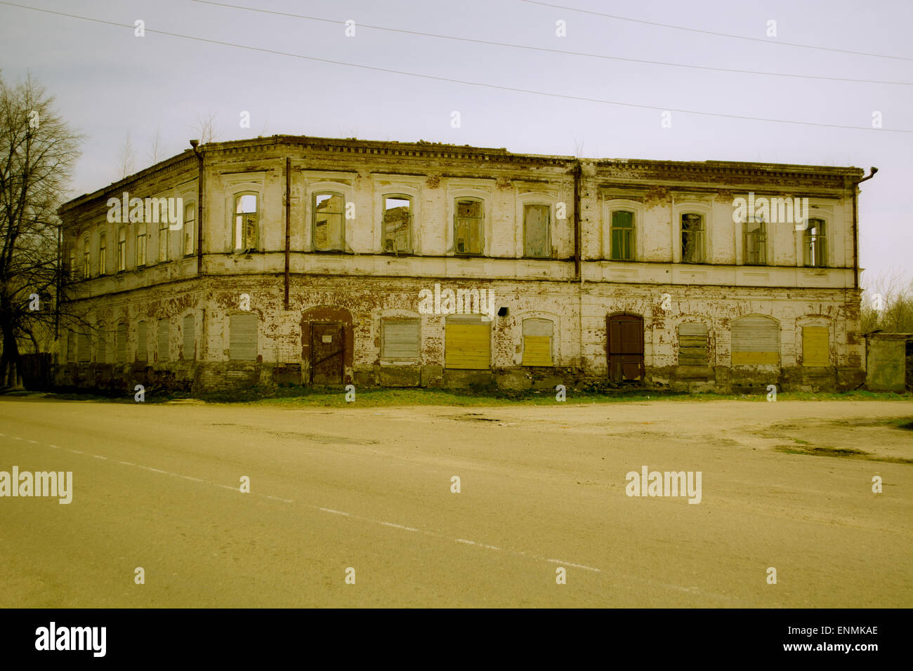 The Destroyed A Two Story Brick Facade Dining Room Without A