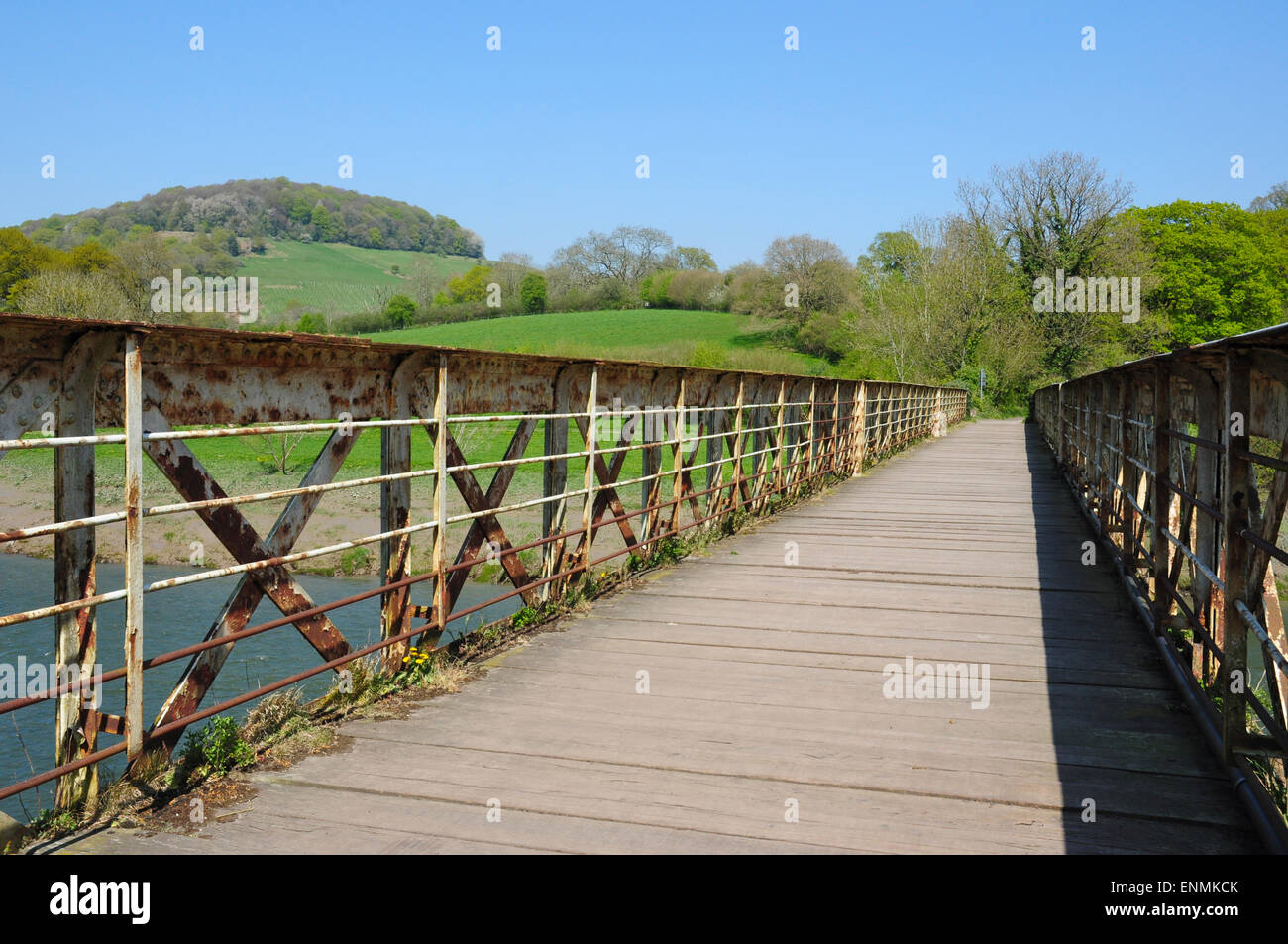 Former wireworks railway bridge over the River Wye, Tintern ...