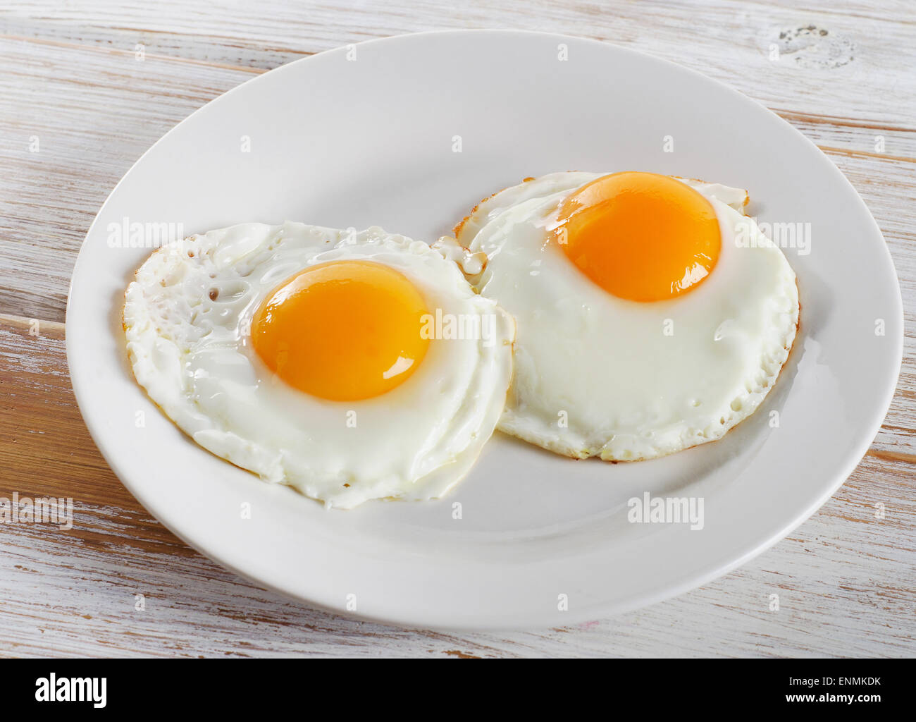Two fried eggs for healthy breakfast Stock Photo - Alamy