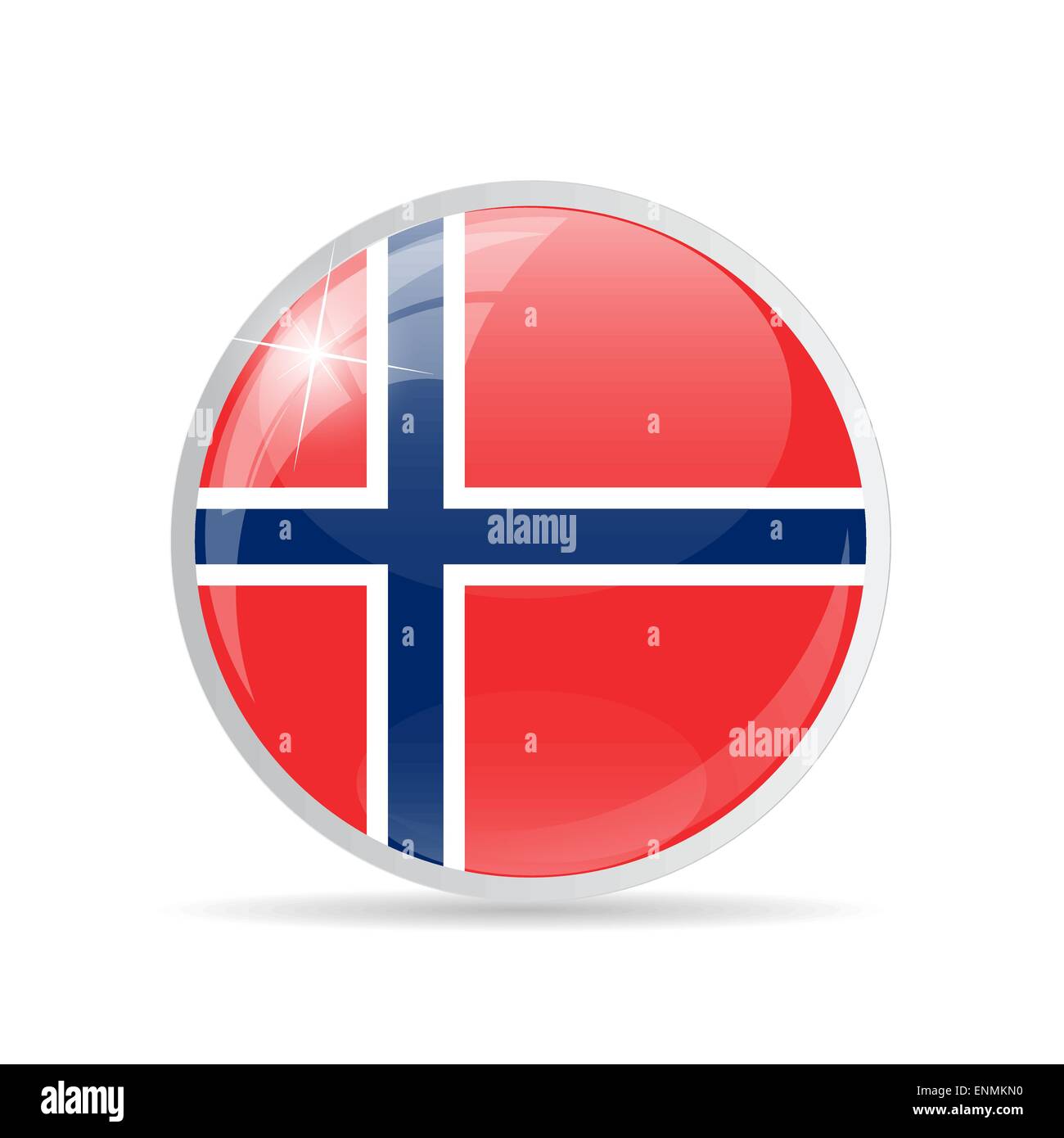 Round Flag Icon Vector Illustration Stock Vector