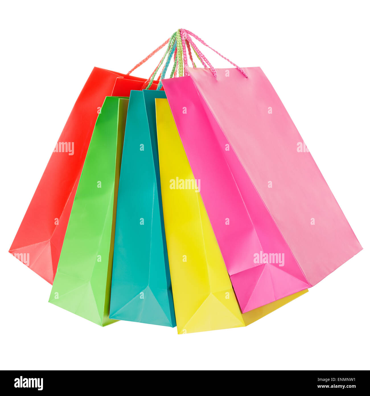 Colorful paper shopping bags group Stock Photo