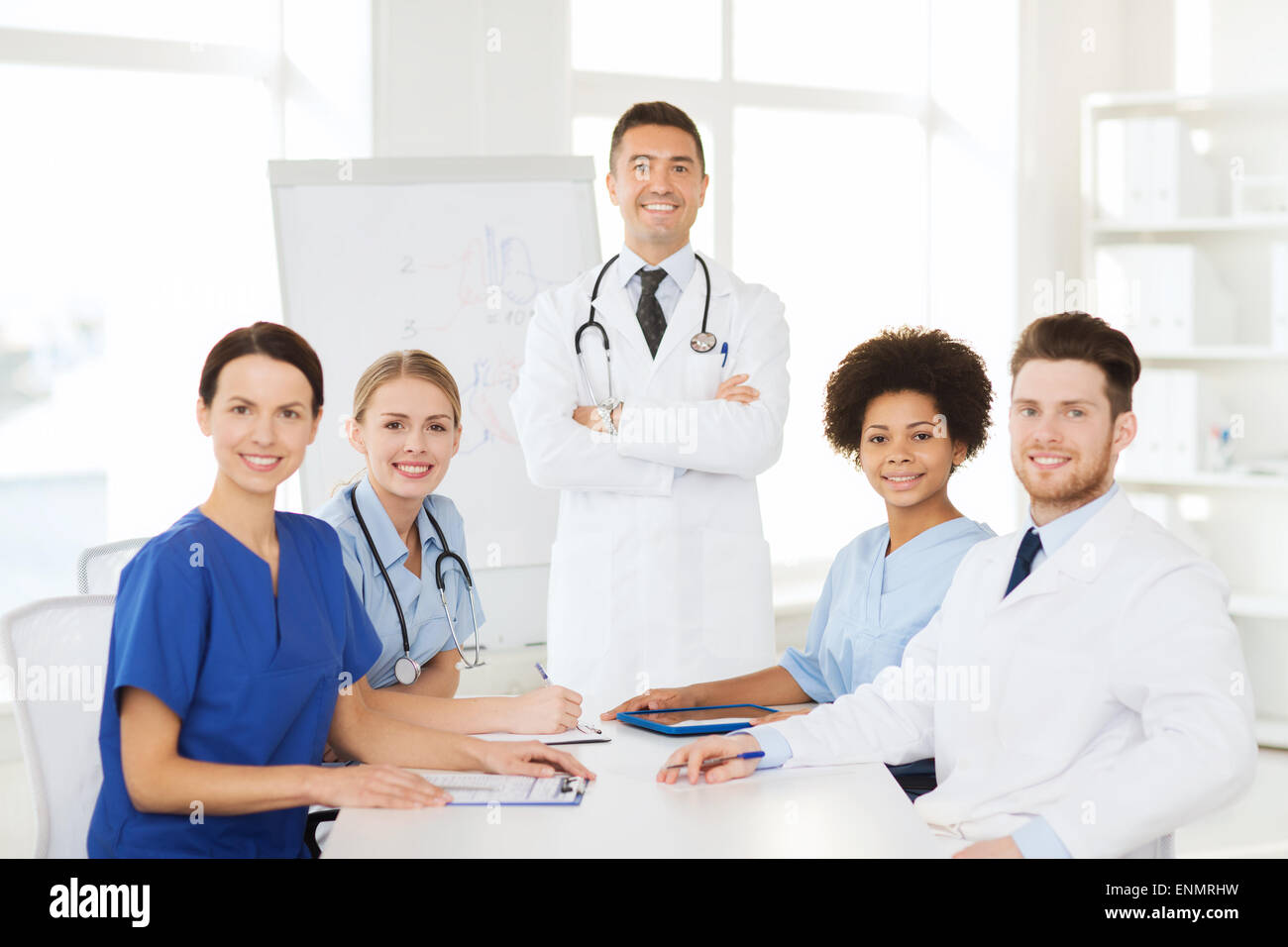 group of doctors on presentation at hospital Stock Photo - Alamy