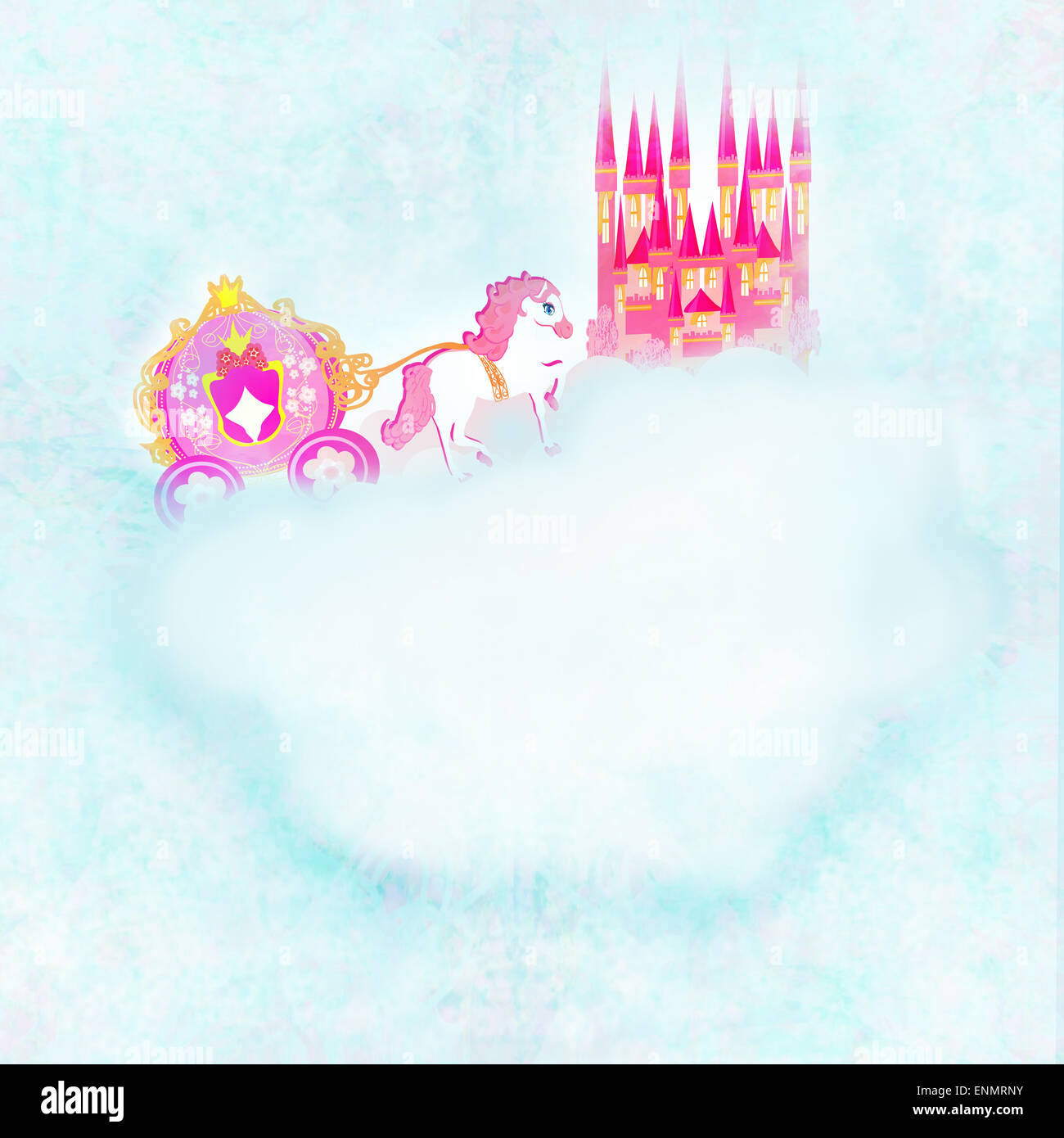 beautiful fairytale pink castle in the clouds Stock Photo - Alamy