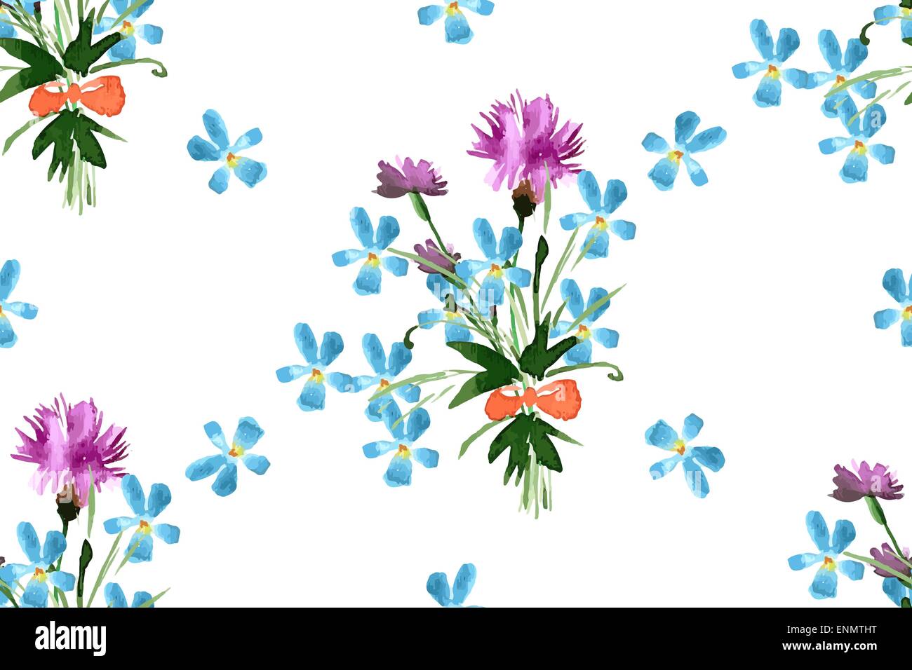 Wild flowers seamless pattern on white background vector illustration ...