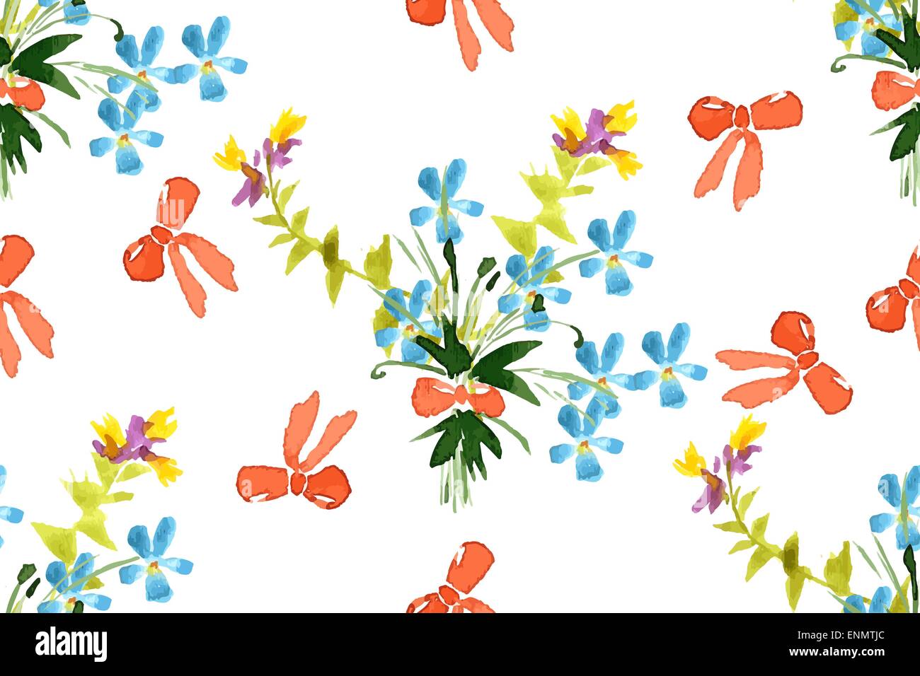 Wild flowers seamless pattern on white background vector illustration ...