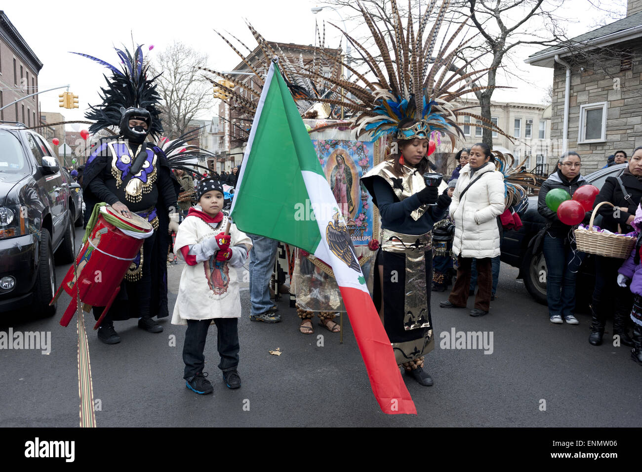 Aztec dancers at the Festival of the Virgin of Guadalupe In Brooklyn ...