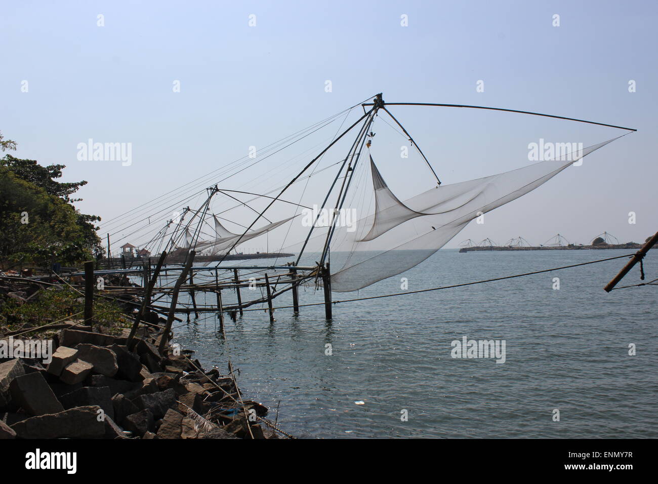 Chinese Fishing Nets on the foreshore, near the northern tip of Vypeen
