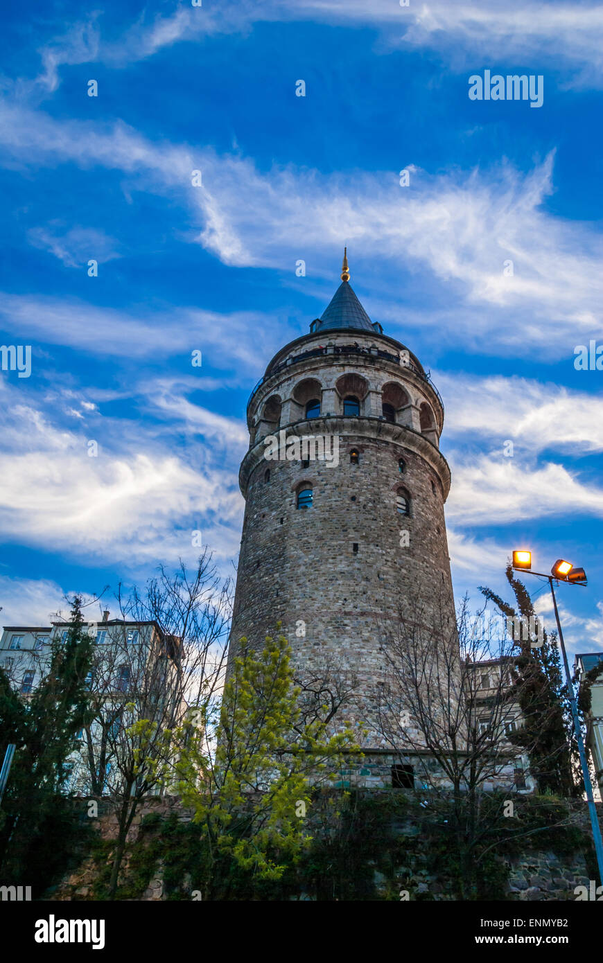 Galata Tower, Istanbul, Turkey Galata Tower (Galata Kulesih) - Christea Turris is a medieval stone tower in Istanbul Turkey Stock Photo