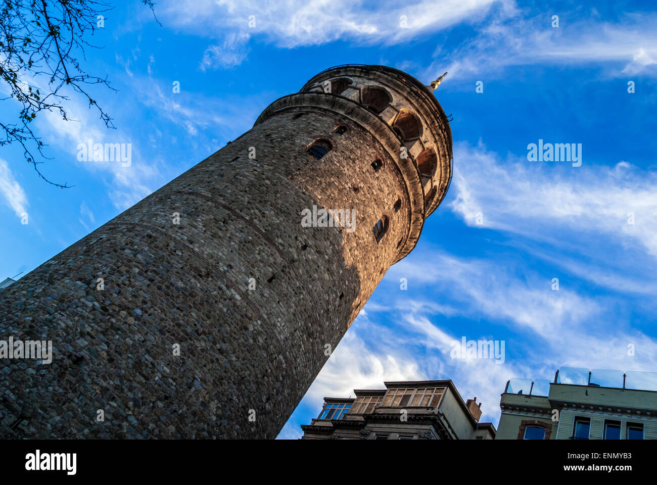 Galata Tower, Istanbul, Turkey Galata Tower (Galata Kulesih) - Christea Turris is a medieval stone tower in Istanbul Turkey Stock Photo