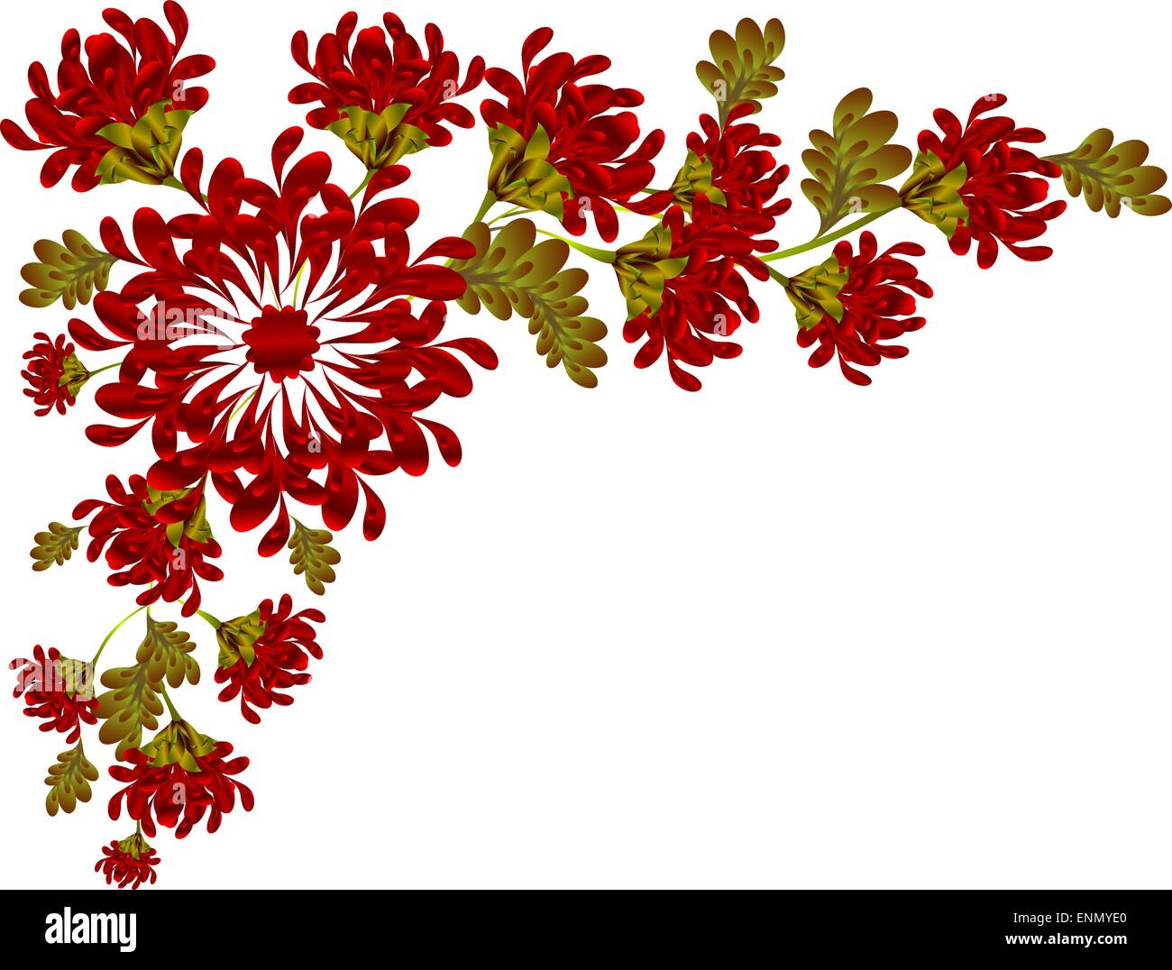 Border of red flowers and leaves. EPS10 vector illustration Stock ...
