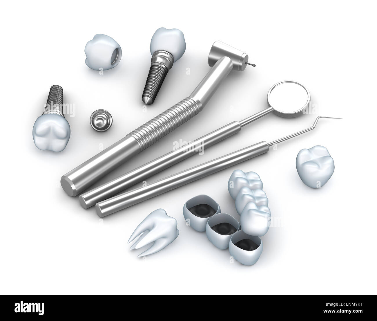 Teeth, implants, and dental instruments Stock Photo Alamy