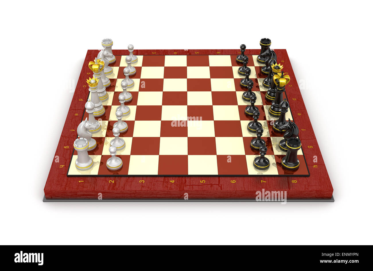 Chess pieces board. All pieces in starting position Stock Photo