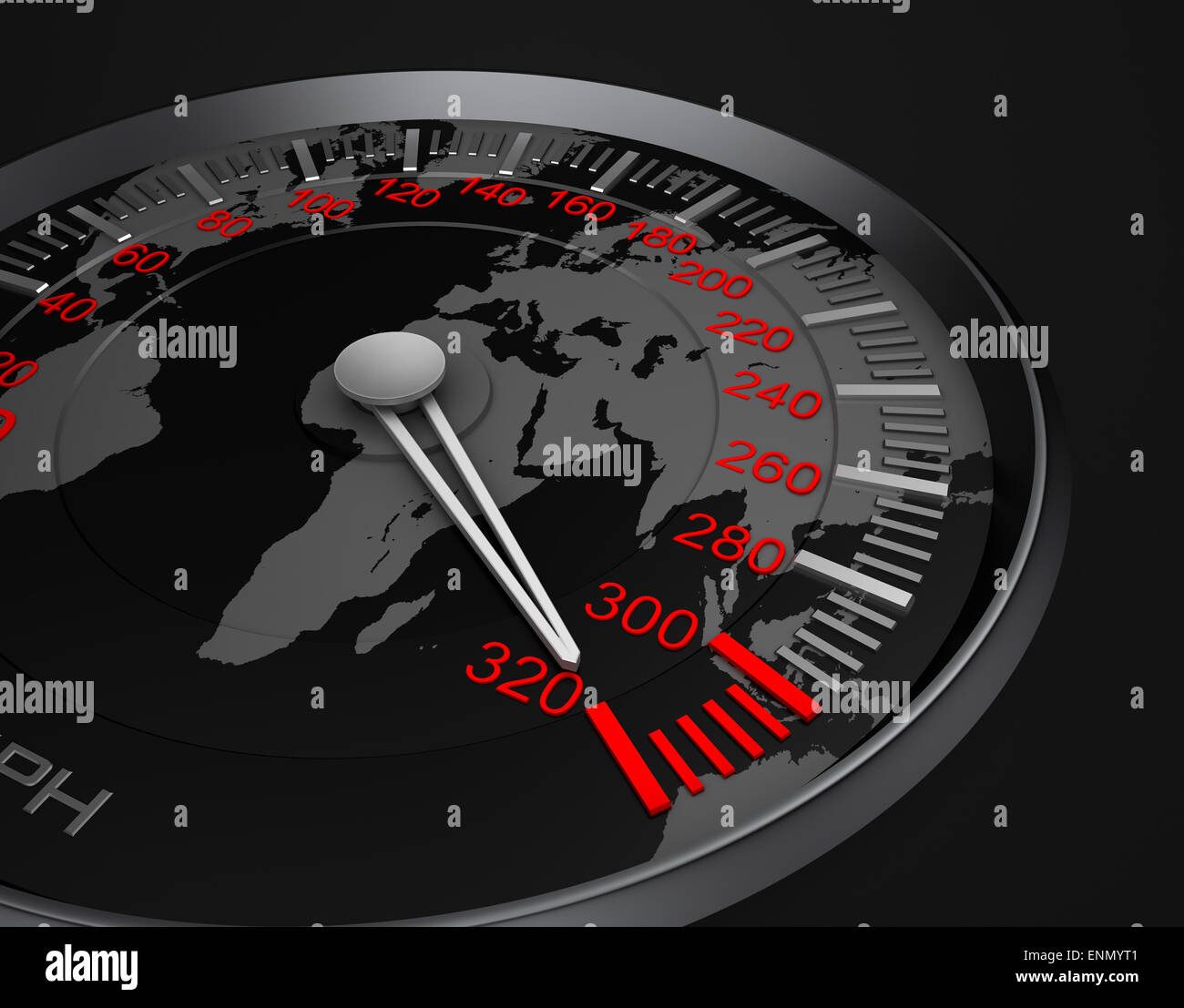 Speedometer and world map Stock Photo Alamy