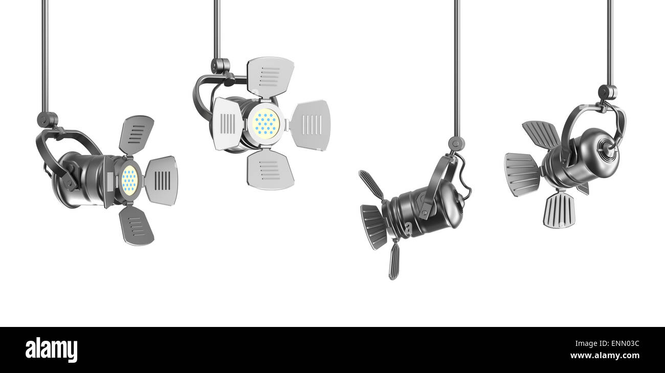 Set of spotlights on white Stock Photo Alamy