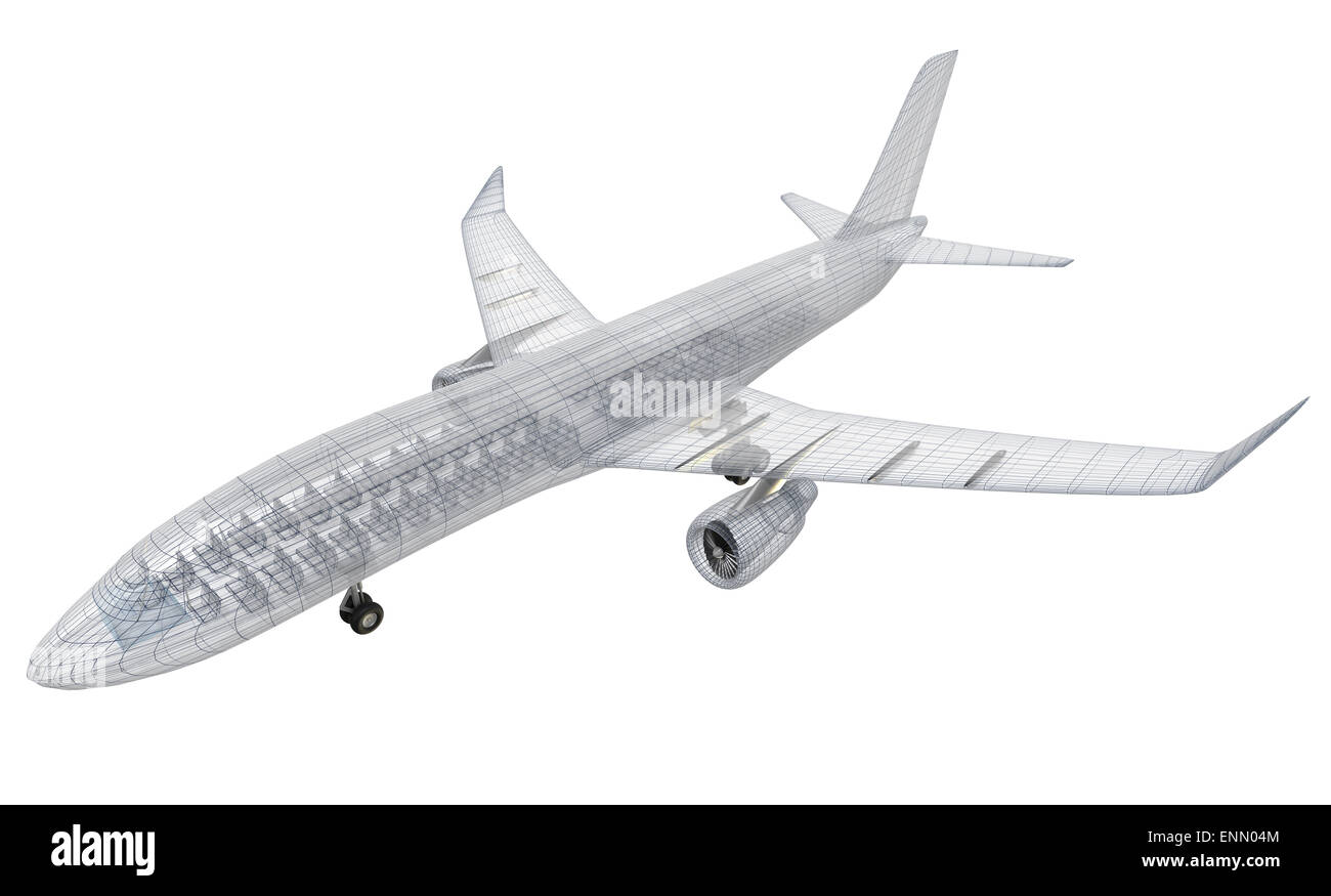 Airplane wire model, isolated on white. My own design Stock Photo Alamy