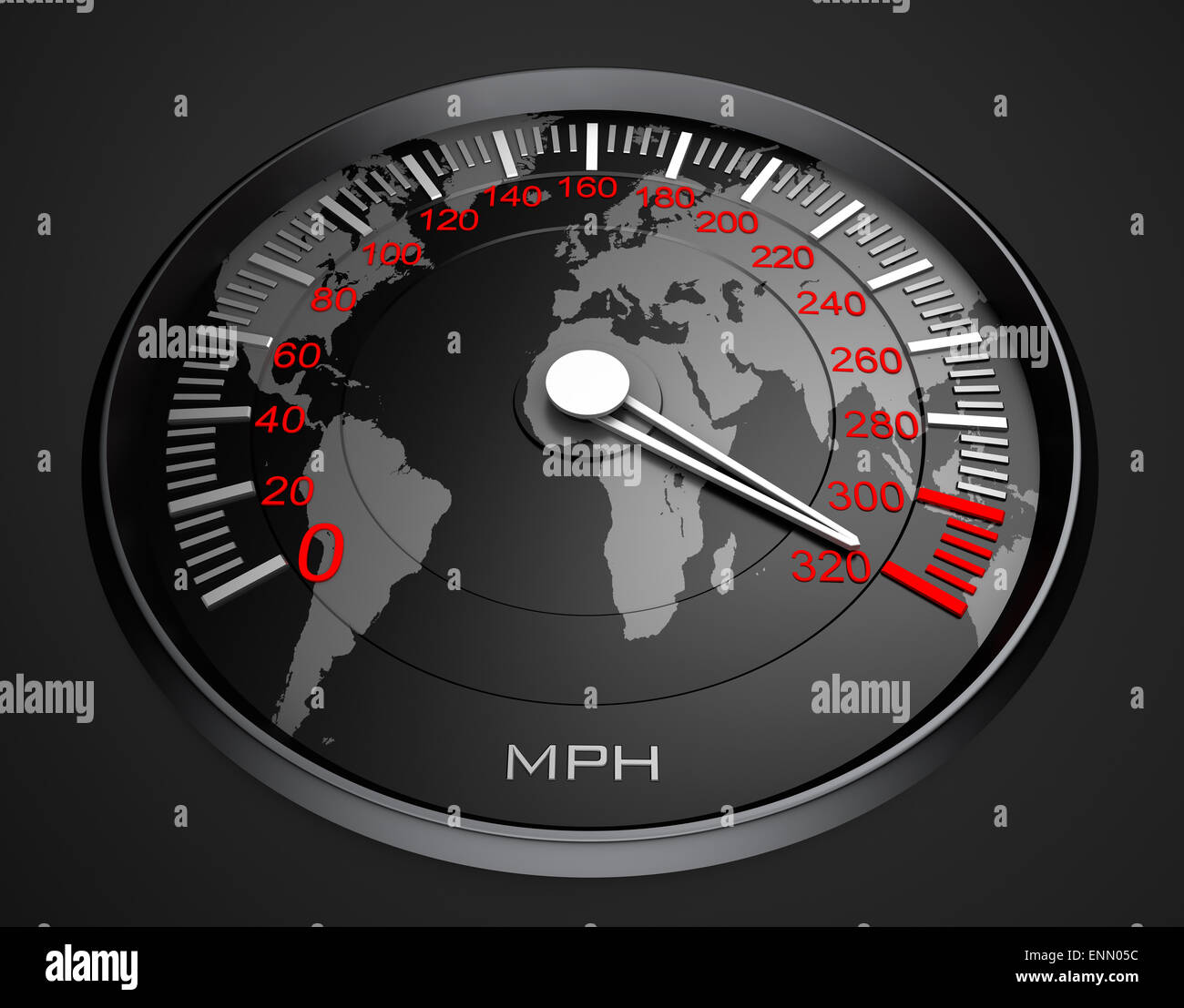 Speedometer and world map, background Stock Photo Alamy