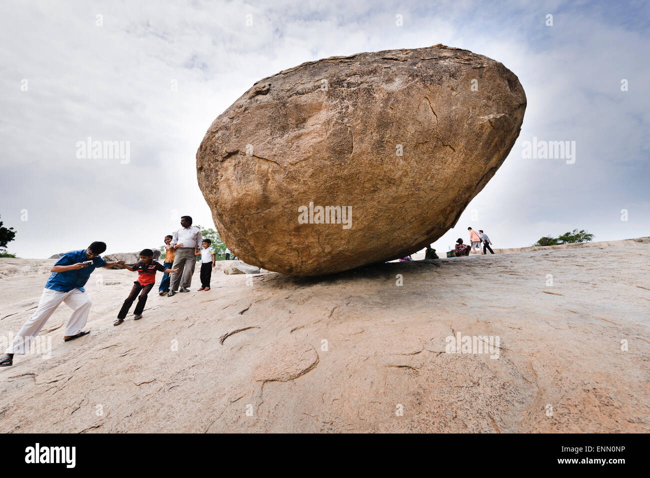 Krishna's Butter Ball, Mamallapuram. Stock Photo