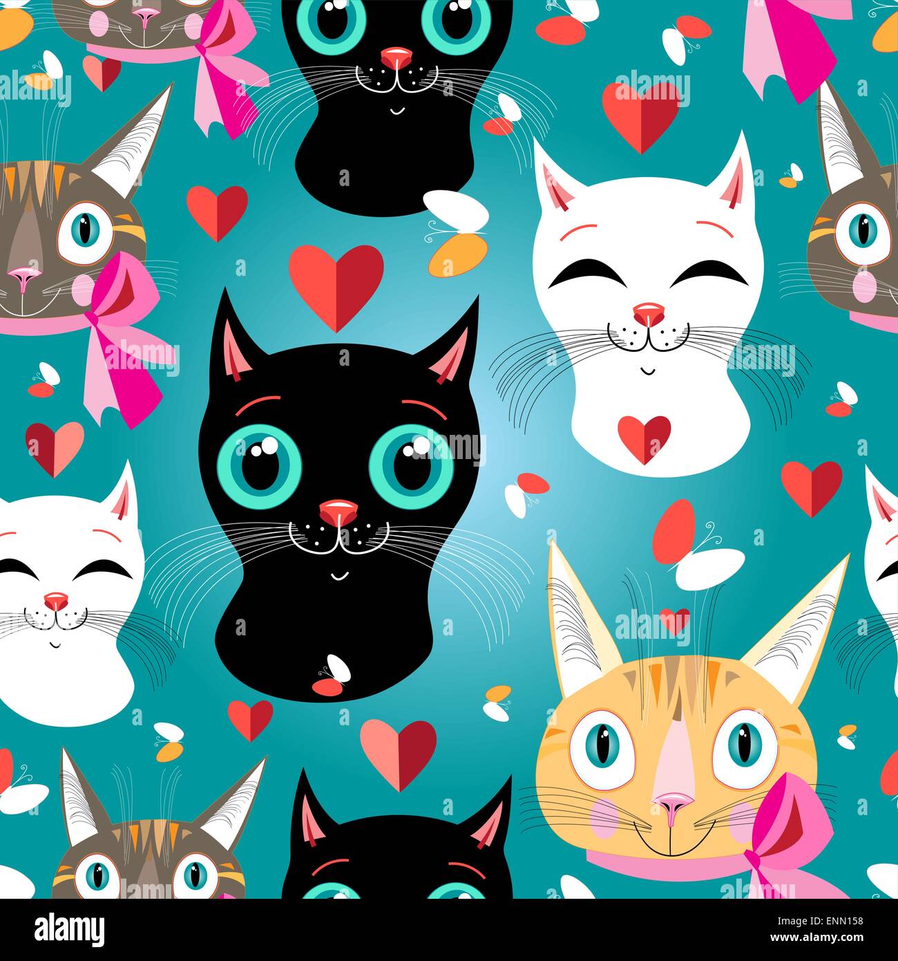 Seamless pattern funny cats Stock Vector Images - Alamy