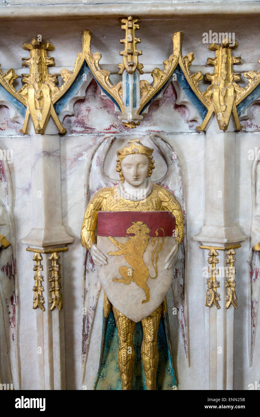 UK, England, Ewelme.  St. Mary the Virgin Church, 15th Century.  Angelic Herald Lines the Tomb of Alice de la Pole. Stock Photo