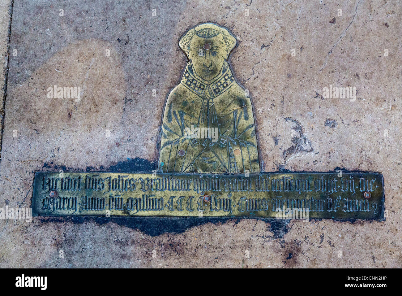 UK, England, Ewelme.  Brass Markings in the Floor, St. Mary the Virgin Church. Stock Photo