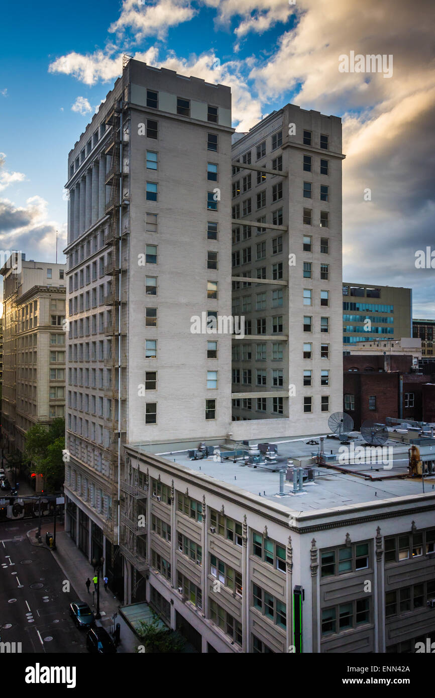Views of buildings on Alder Street, in Portland, Oregon Stock Photo Alamy