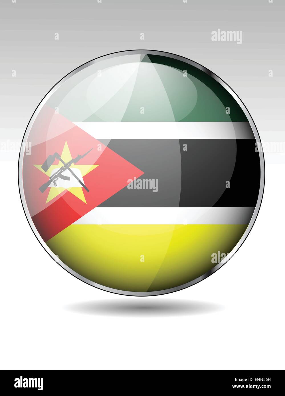 Mozambique flag button Stock Vector