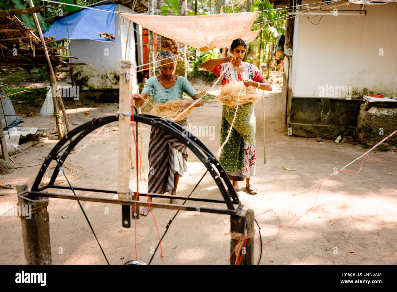 The making of rope from coconut husk one of the specialities of the