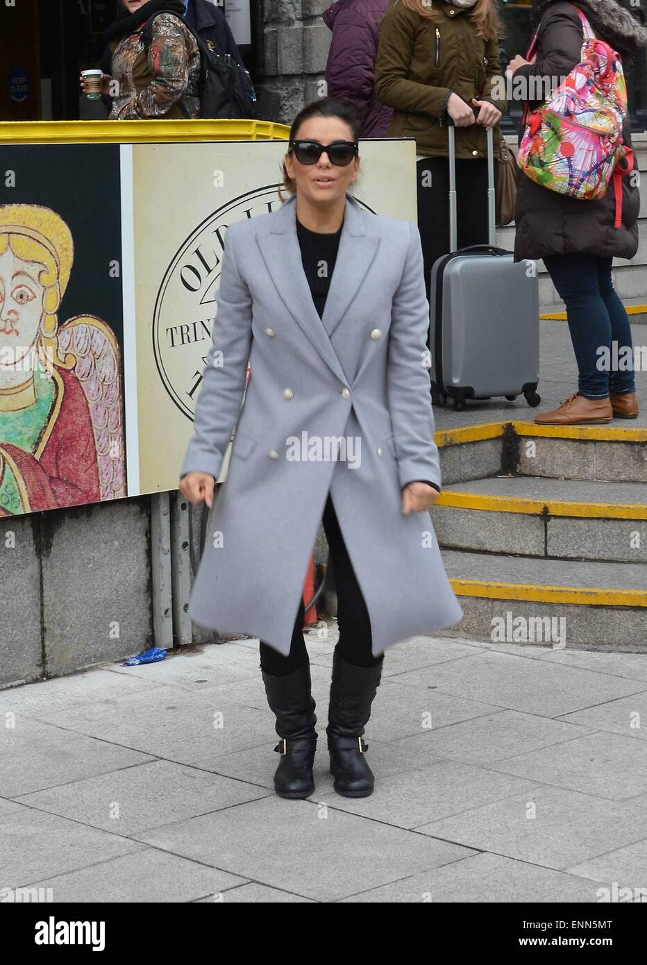 Eva Longoria enjoys taking jumping photos outside the 'Book of Kells