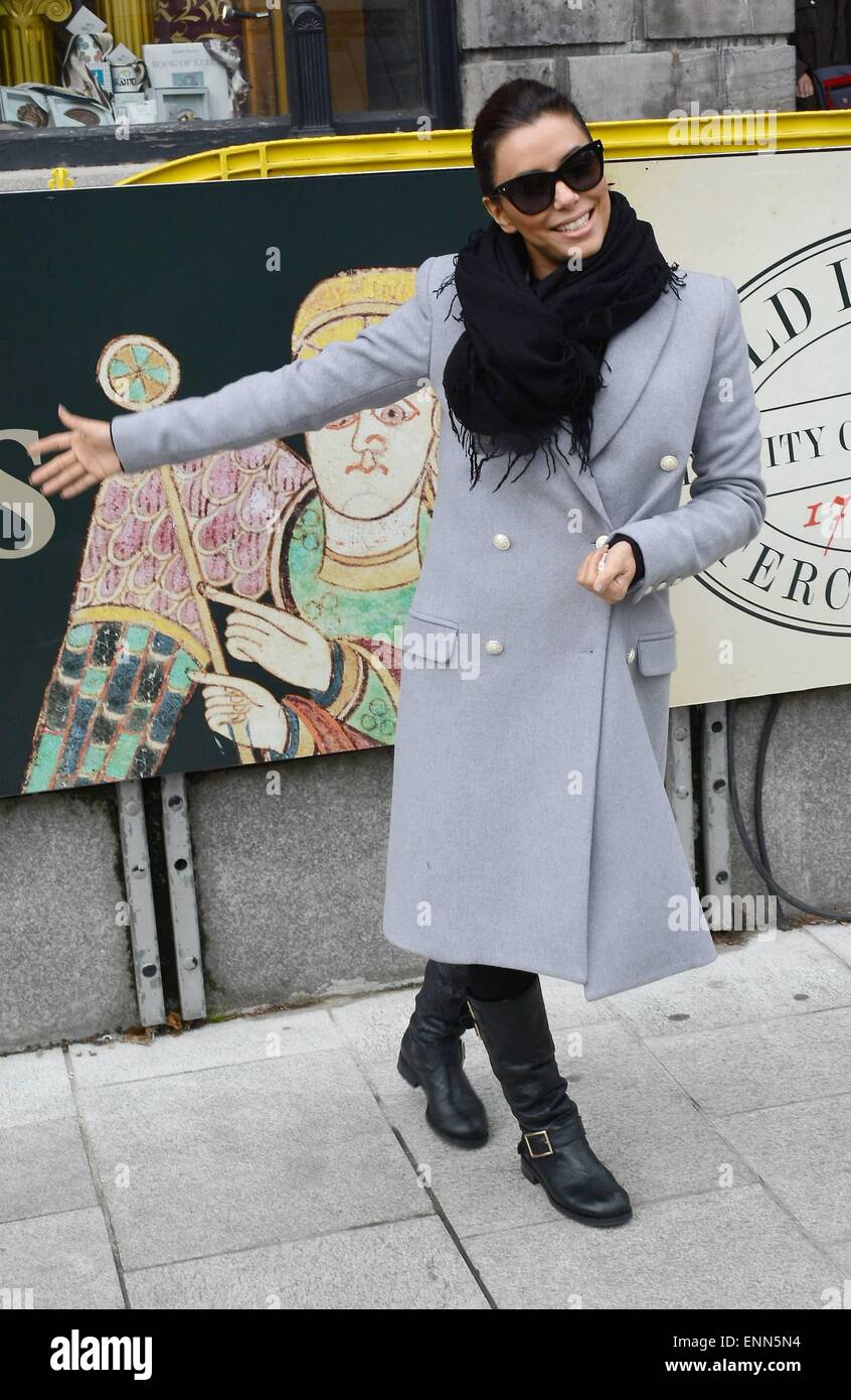 Eva Longoria enjoys taking jumping photos outside the 'Book of Kells