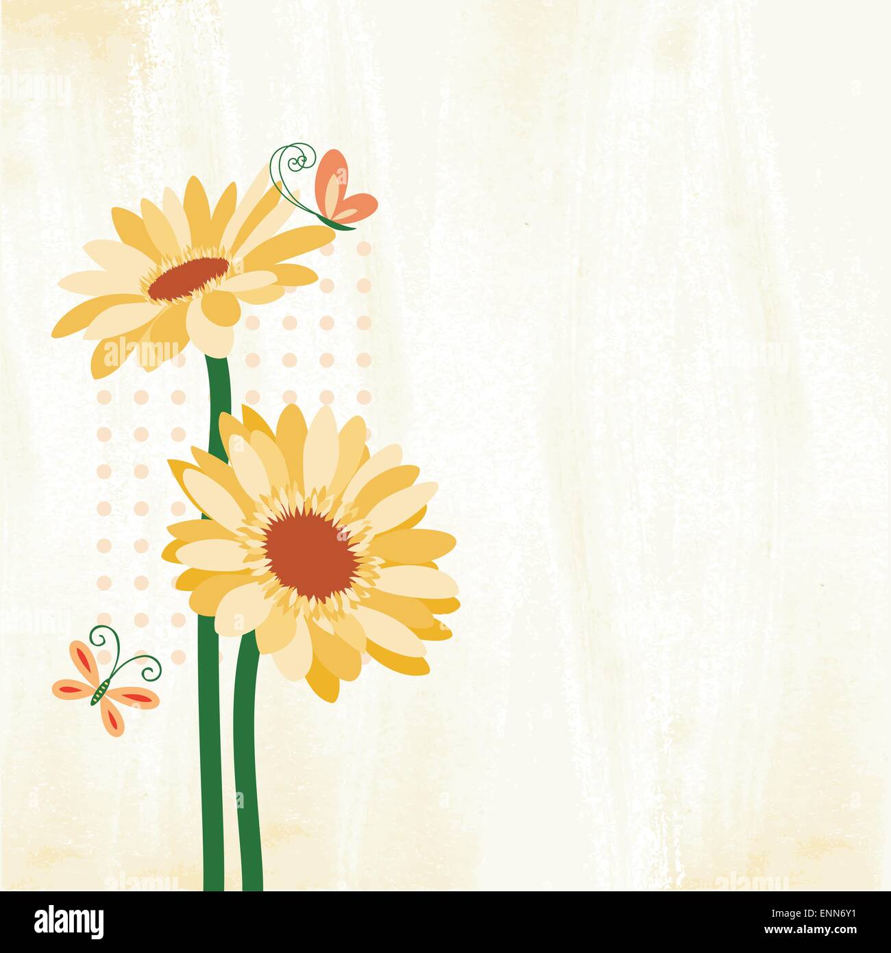 Springtime Colorful Daisy Flower with Butterfly Stock Vector Image ...