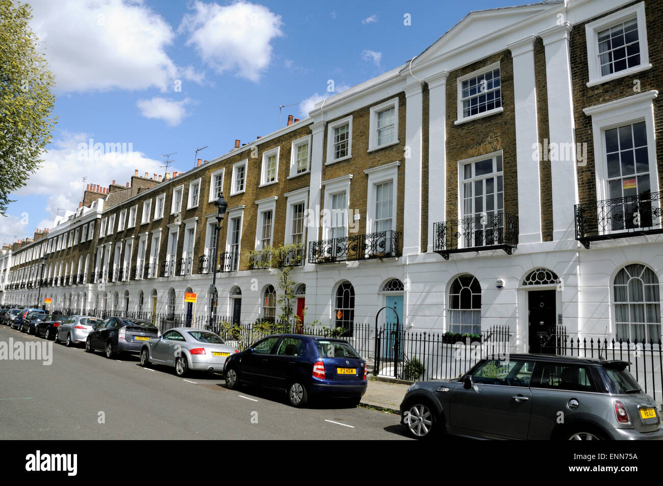terraced houses Gibson Square, London Borough of Islington, England Britain UK Stock