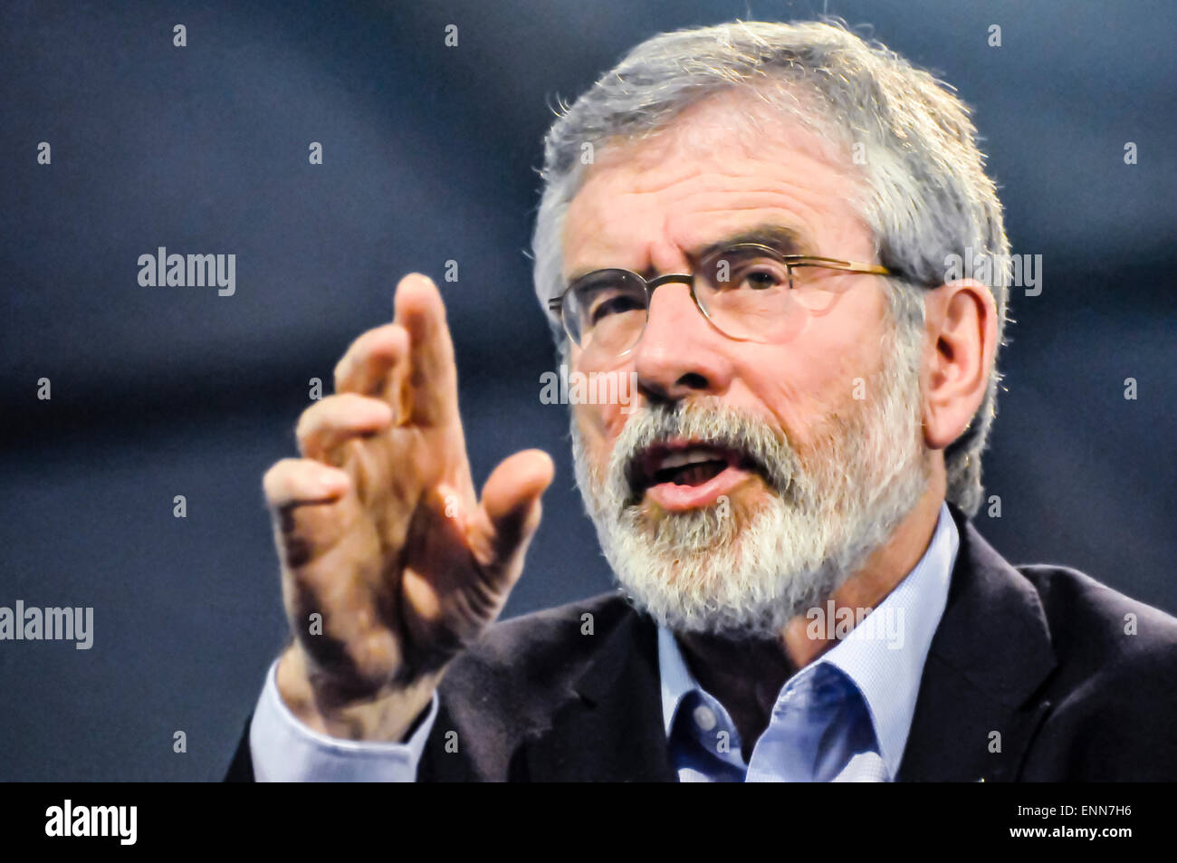 Gerry Adams being interviewed for television Stock Photo