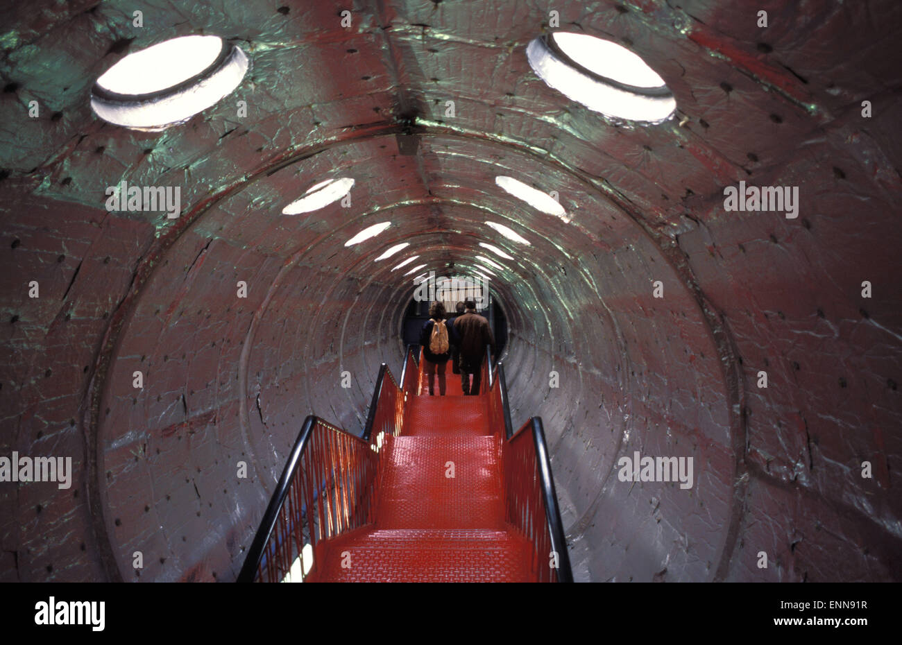 BEL, Belgium, Brussels, stairs between the balls of the Atomium.  BEL, Belgien, Bruessel, Treppe zwischen den Kugeln des Atomium Stock Photo
