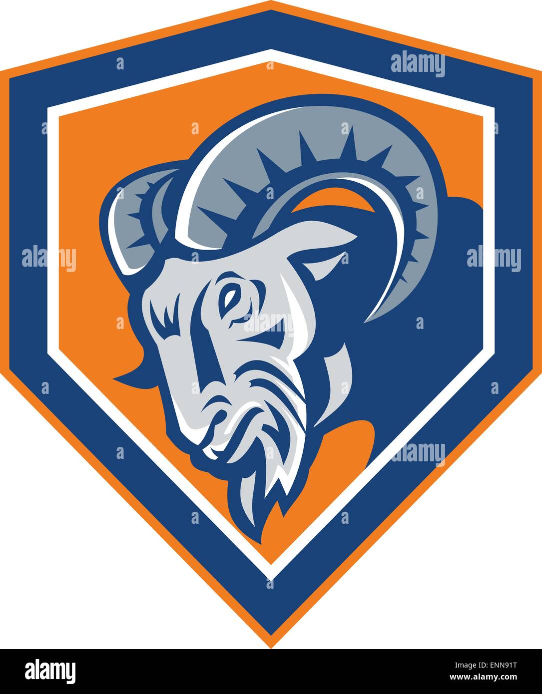 Ram Mountain Goat Head Shield Retro Stock Vector Image & Art Alamy