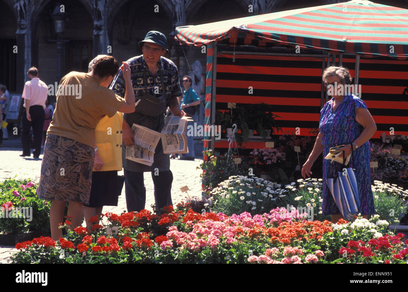 BEL, Belgium, Brussels, flower market at the Grand Place. BEL, Belgien