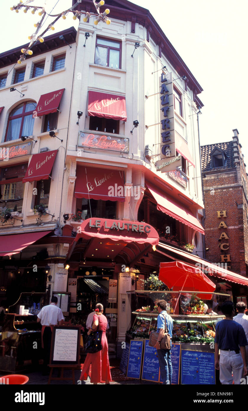 BEL, Belgium, Brussels, restaurants at the Rue des Bouchers, Ilot Sacre.  BEL, Belgien, Bruessel, Restaurants in der Rue des Bou Stock Photo