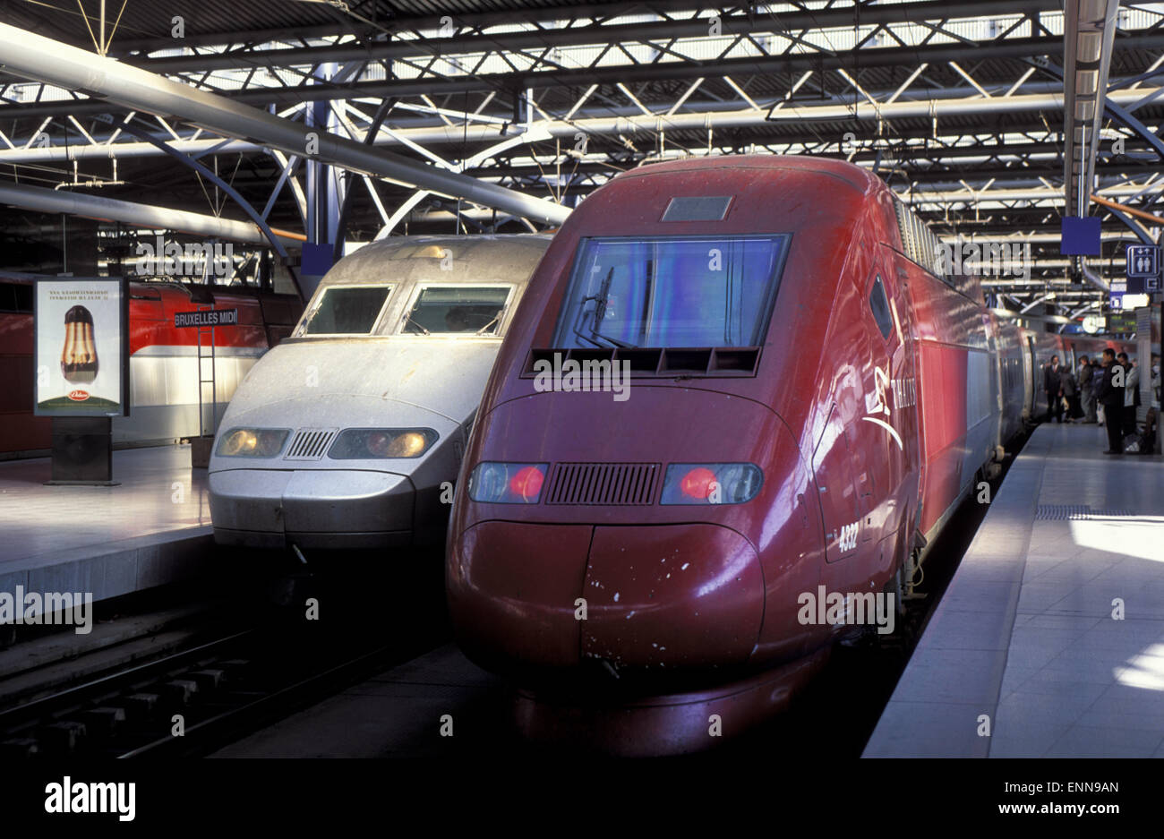 BEL, Belgium, Brussels, the high-speed trains TGV and Thalys at the Gare du Midi.  BEL, Belgien, Bruessel, die Hochgeschwindigke Stock Photo