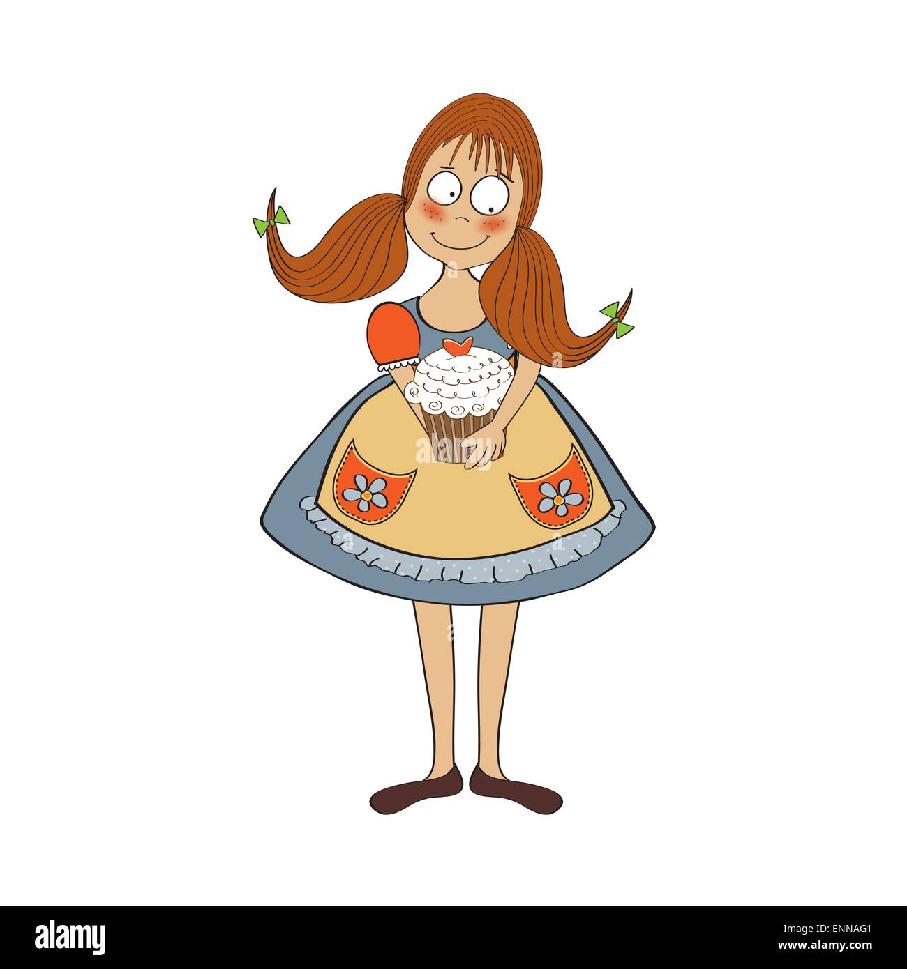 funny girl with birthday cake Stock Vector Image & Art - Alamy