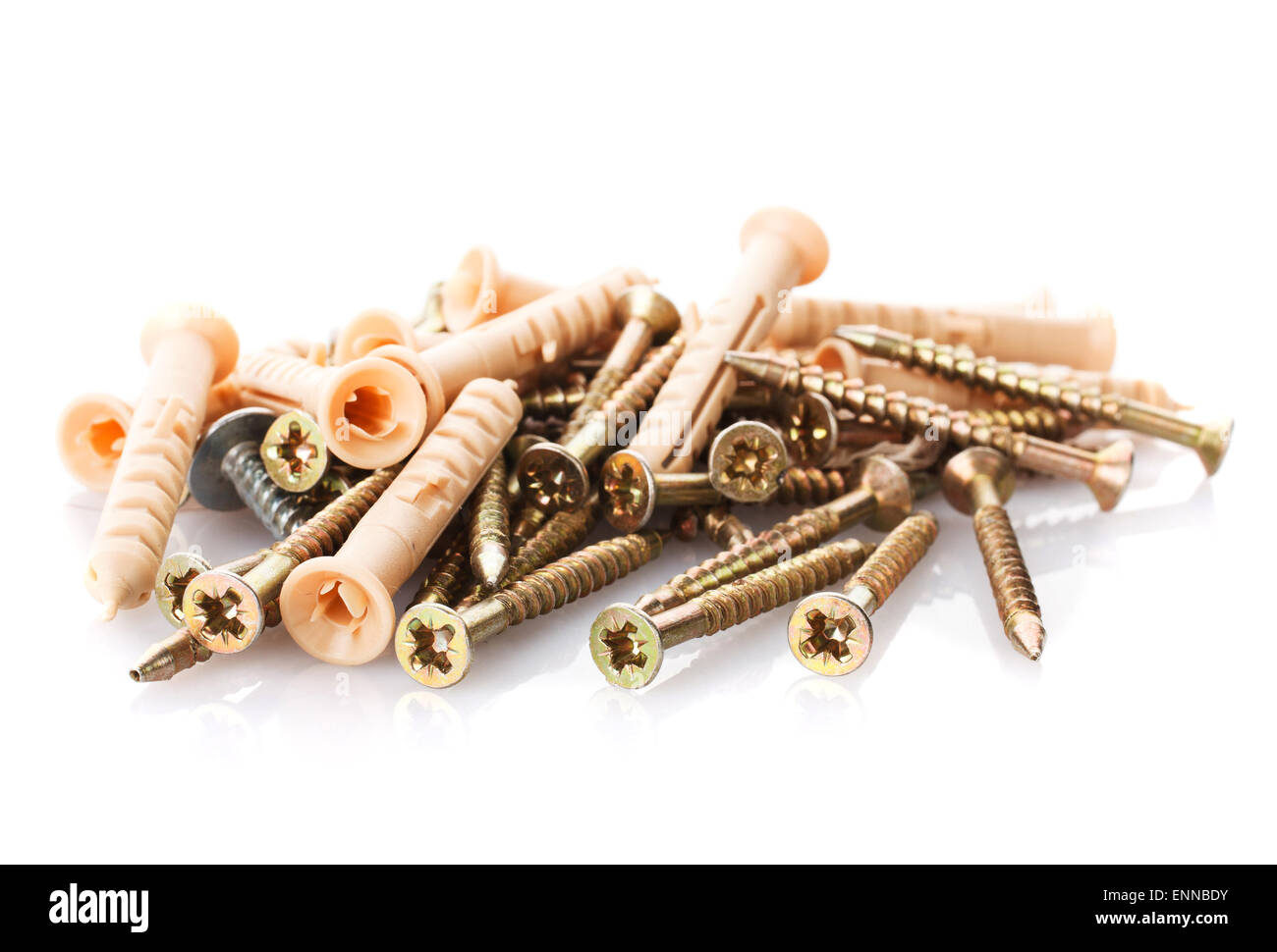 pile of screws isolated on white background Stock Photo