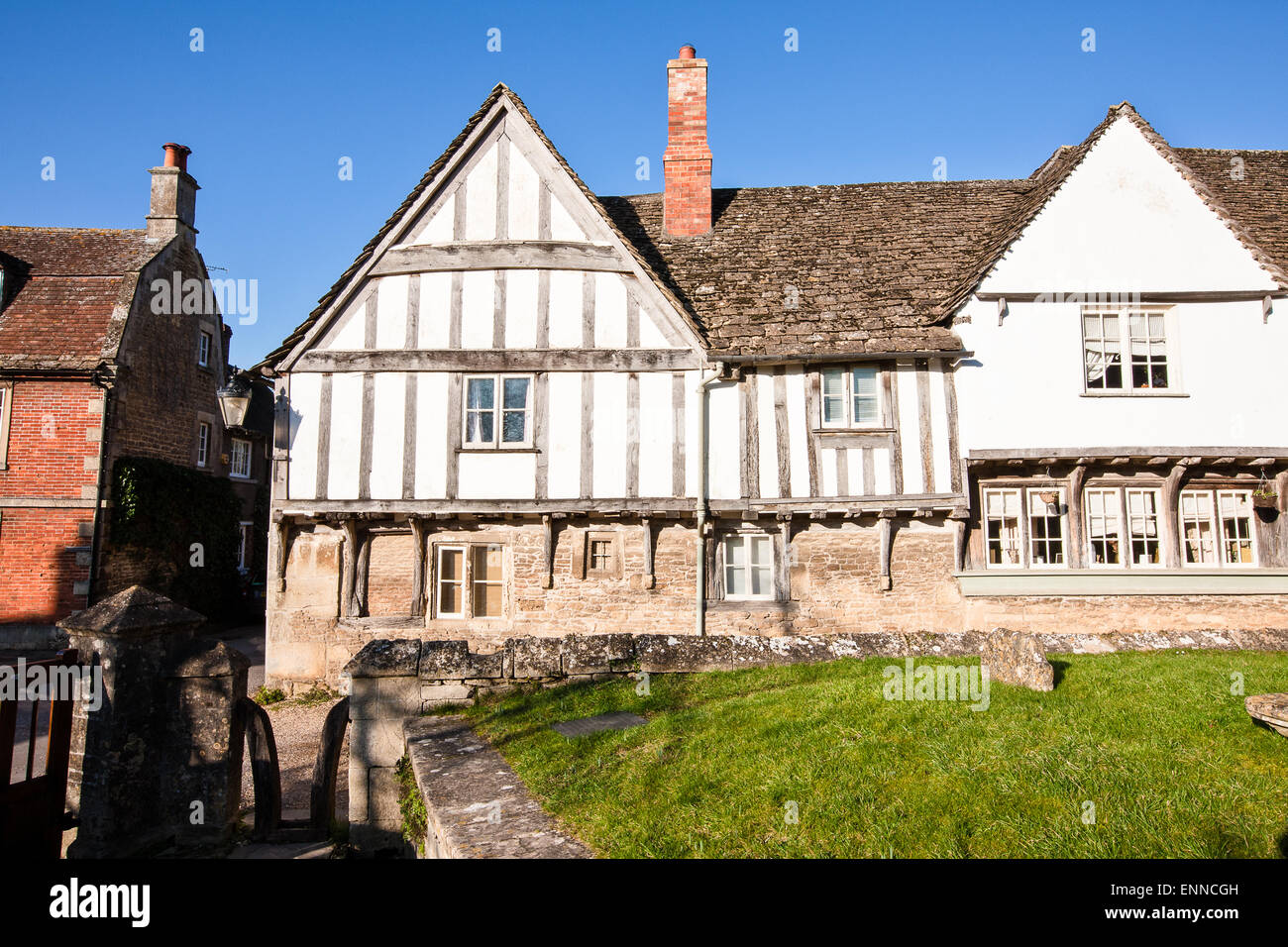 Pretty village of Lacock, Wiltshire,England.Popular movie film and tv set location. Fox Talbot home of English photography. Stock Photo