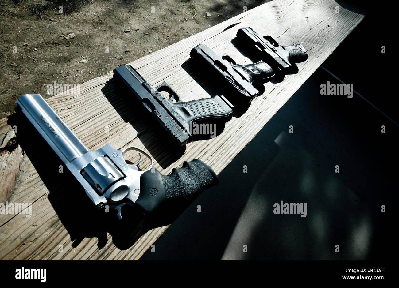 Guns at the firing range. Stock Photo