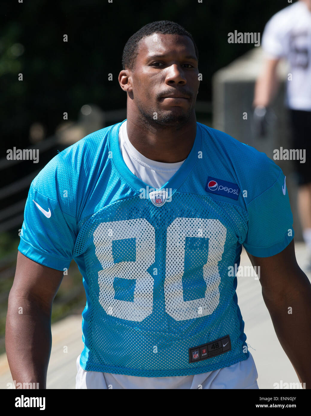 Charlotte, NC, USA. 08th May, 2015. NFL Carolina Panthers held Rookie  MINICAMP on May 8, 2015 at Panthers Practice Field Charlotte NC. TE number  80 Kevin Greene. Scott D Stivason/Cal Sport Media
