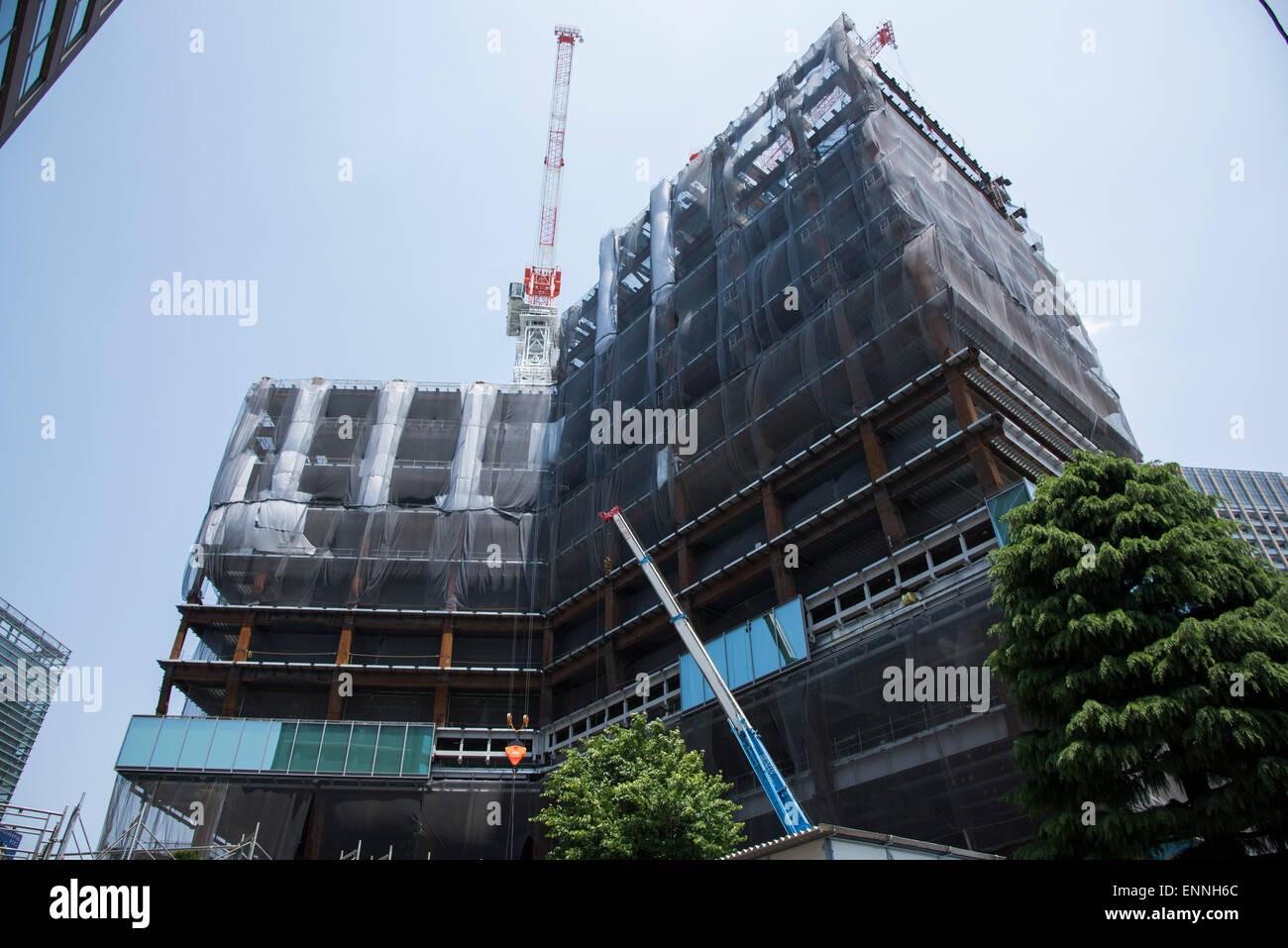 Construction of Building,Minato-ku,Tokyo,Japan Stock Photo