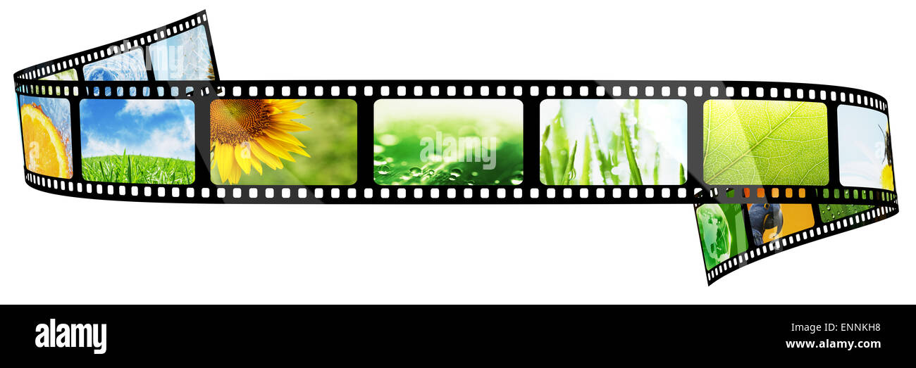 Film strip with images isolated on white Stock Photo