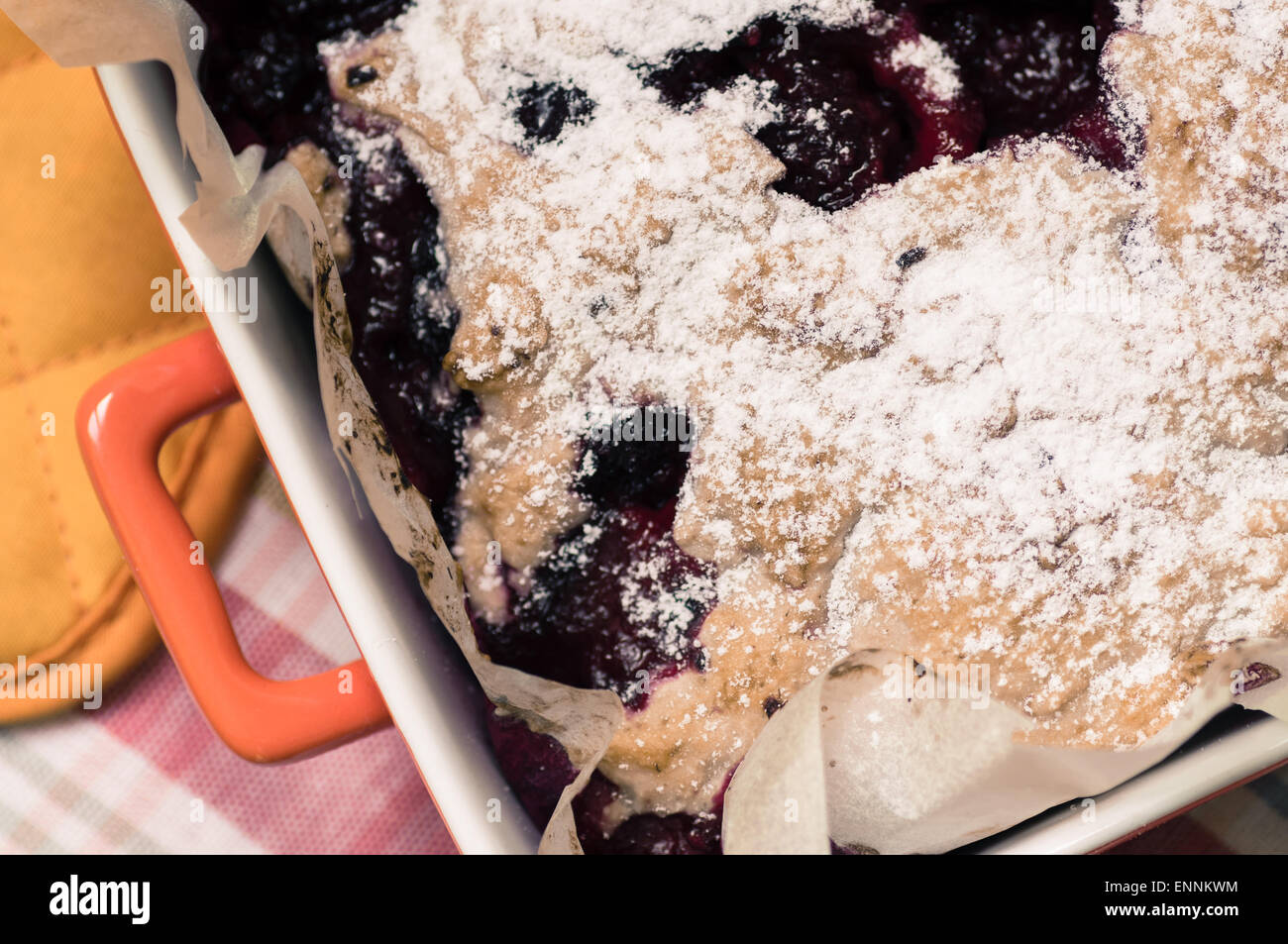 Piecrust sprinkle with powdered sugar top view Stock Photo