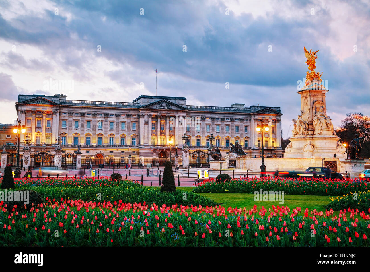 LONDON - APRIL 12: Buckingham palace at sunset on April 12, 2015 in London, UK. Stock Photo